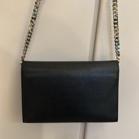 VERSACE Black Leather Gold Chain Crossbody - Picture 12 of 12